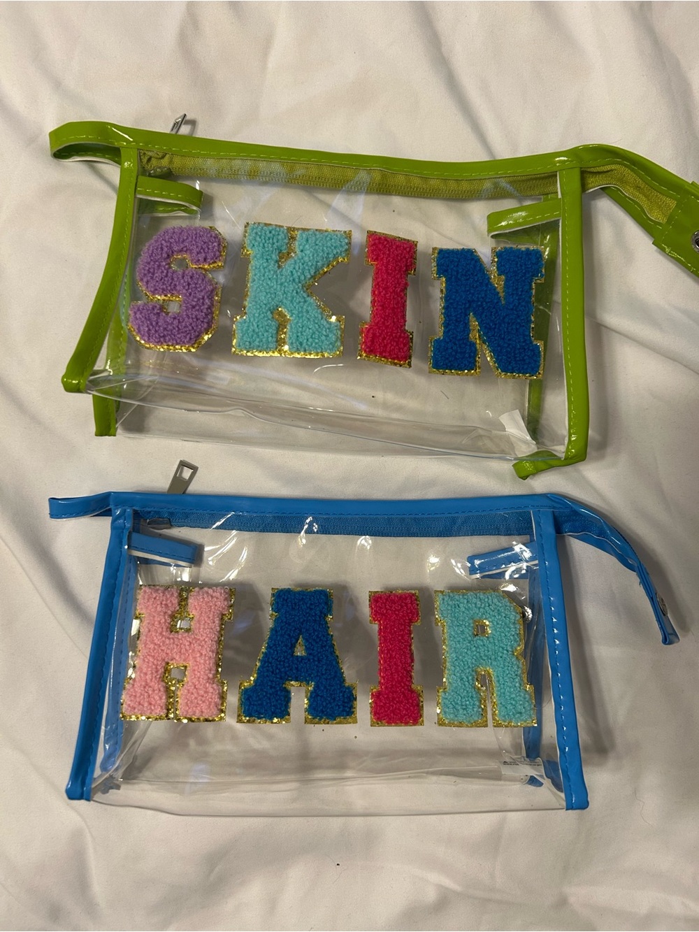 Clear Bath & Hair Travel Pouch - Blue & Green